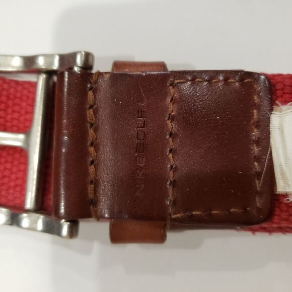 Nike Golf Red Cotton Belt With Leather - Picture 7 of 11